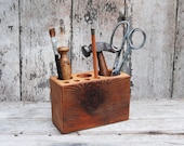 Desk caddy: The Original, rustic, reclaimed wood, Medium.