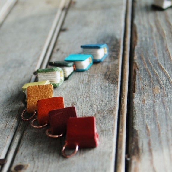 Book Necklace: Teeny tiny scrap leather