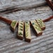 Green and Blue Botanical Necklace: Reclaimed Oak and Leather, Chromolithograoh from 1800s.