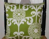 Decorative Pillow Cover: High End Lime Green Mod Floral Accent Throw Pillow Cover