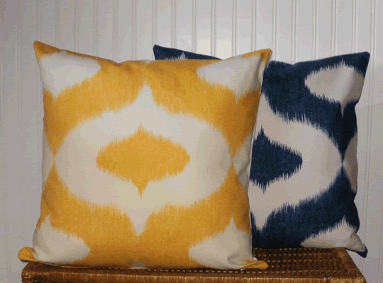Decorative Pillow Cover: Ikat Design 20 X 20 Accent Throw Pillow Cover in Sunshine Yellow