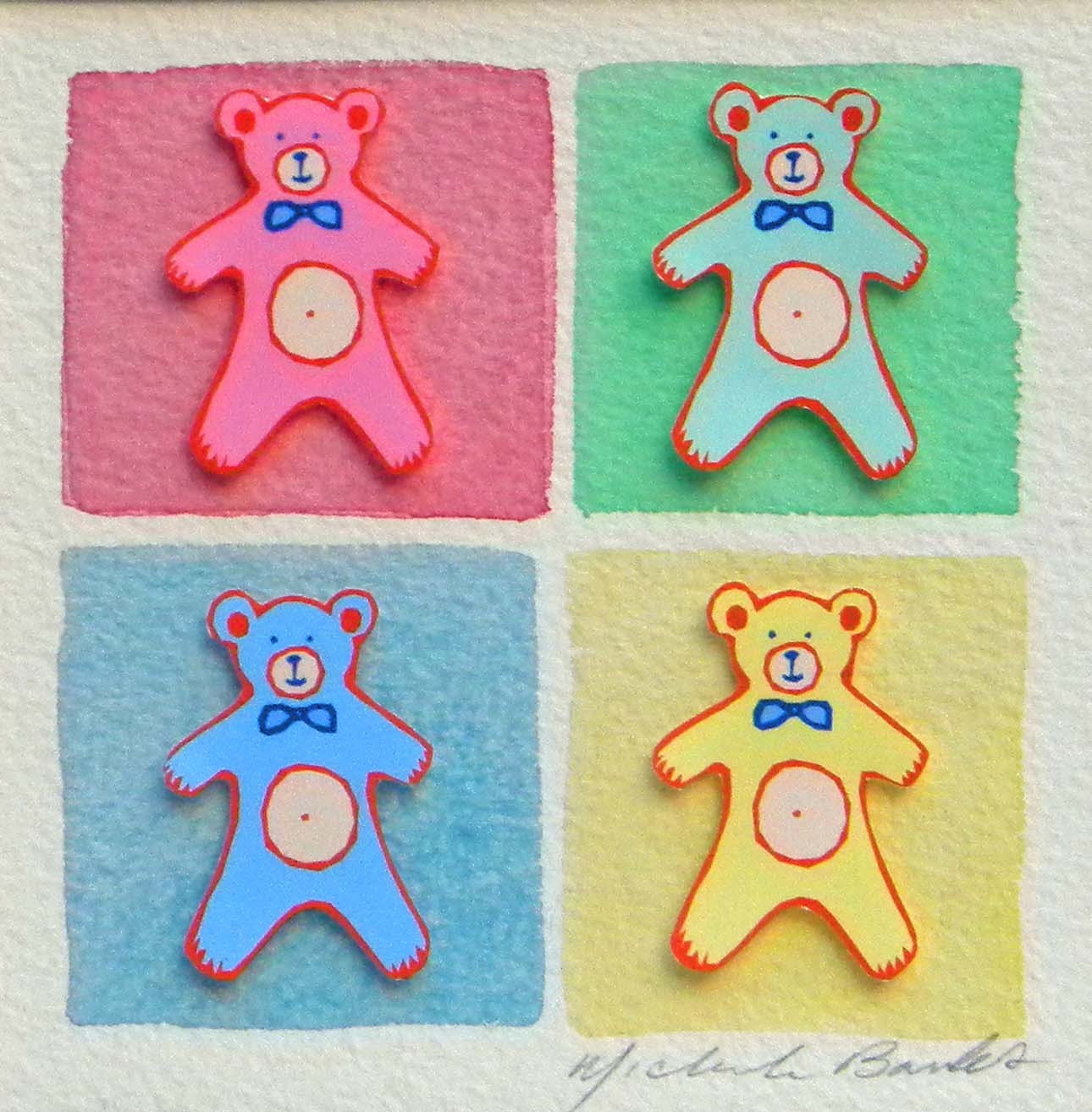 Tiny Teddy Bears - original 3D collage