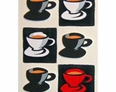 Black, White and Red Coffee Cups - original 3D collage
