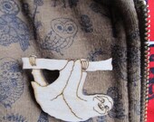 Sloth Wooden Brooch