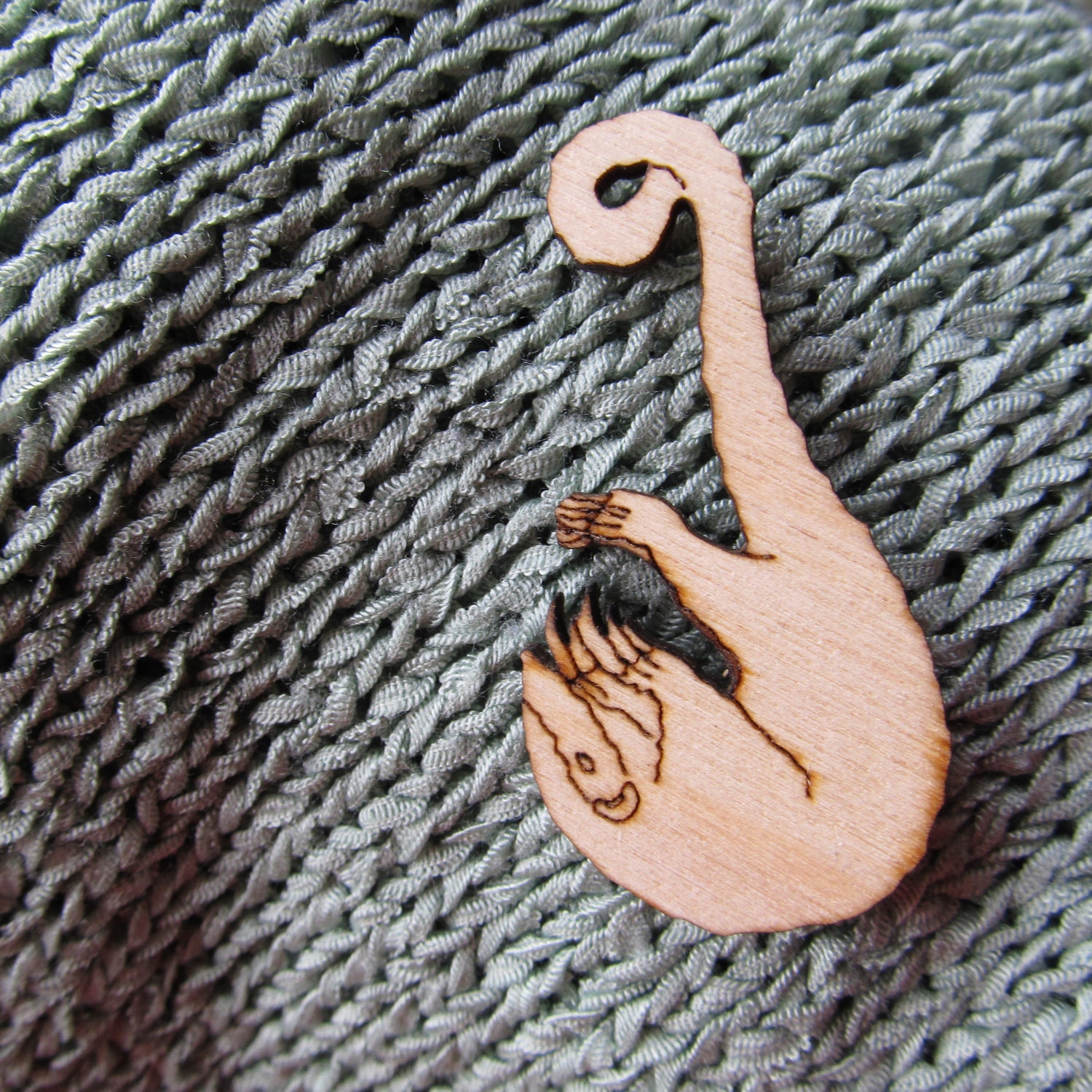 Pangolin Wooden Brooch