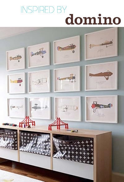 Set of 4 Airplane Boy's Nursery Playroom Wall Art