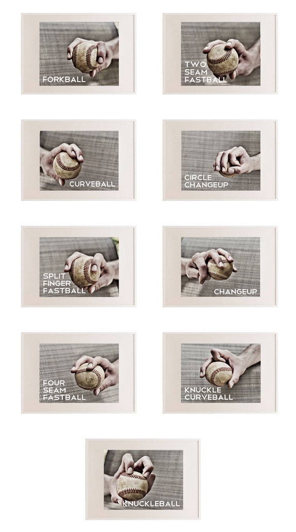 Set of 3 Black & White Photos Baseball pitches Boys Art Series
