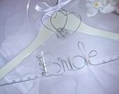 Artsy personalized wedding hanger  "SIMPLY WHITE " Bridal hanger.Custom hanger.wire 'new name' hanger, last name hanger, bride hanger...