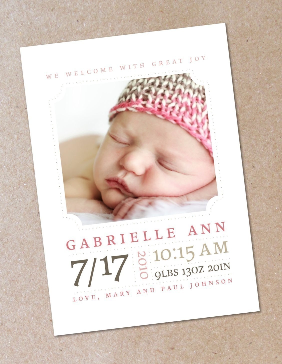 Minimalist Modern -  Photo Birth Announcement - Baby Girl or Baby Boy