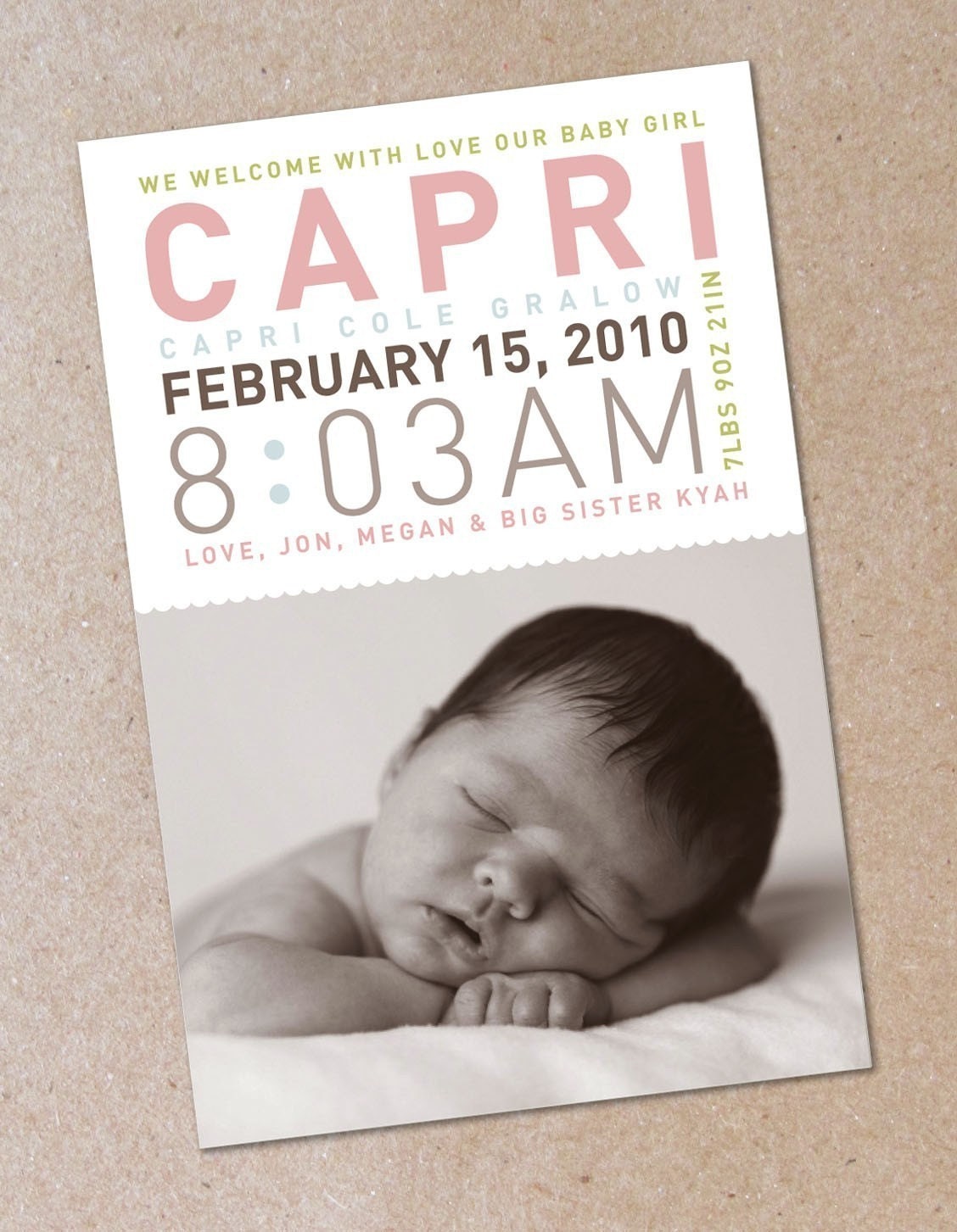 Modern Typography - Photo Birth Announcement - Baby Girl or Baby Boy