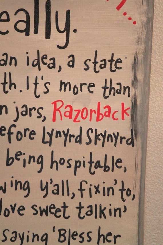 Razorback Growing Up Southern sign