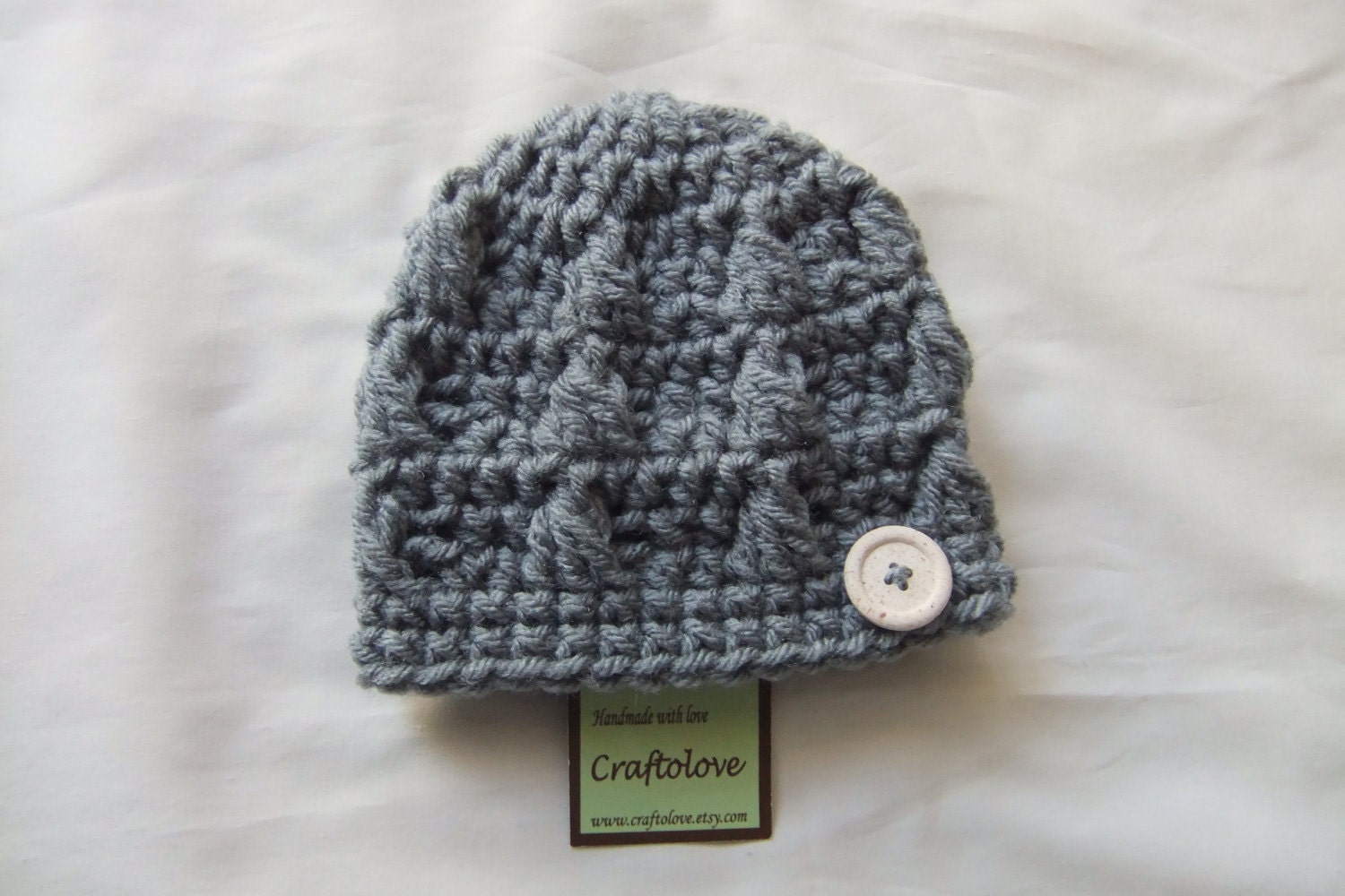 Baby Boy Hats - Crochet baby hats - Silver Grey Button Baby Boy hat -CHOOSE YOUR SIZE - Newborn Photography props