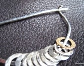 Stitch Markers - Miss Chatelaine Hammered Sterling  Pin with Fine Silver Stitch Markers, SMALL