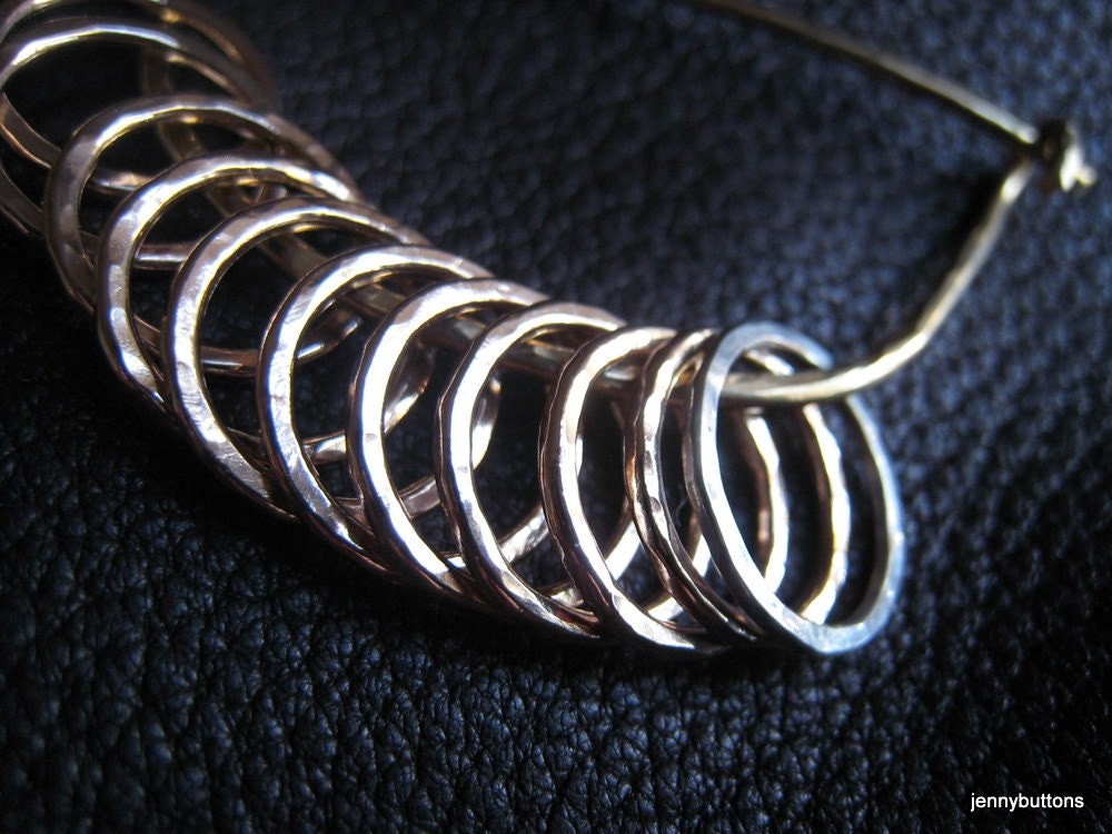 Miss Chatelaine Hammered Bronze Stitch Markers with Bronze Pin MEDIUM
