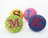 Personalized Party Favors, Ponytail Holders, Quantity of 4 or More, Fabric Covered Button, Your Choice Fabric and Thread