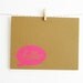 Neon Pink Hello Flat Notecards -  Set of 4 on Kraft Paper