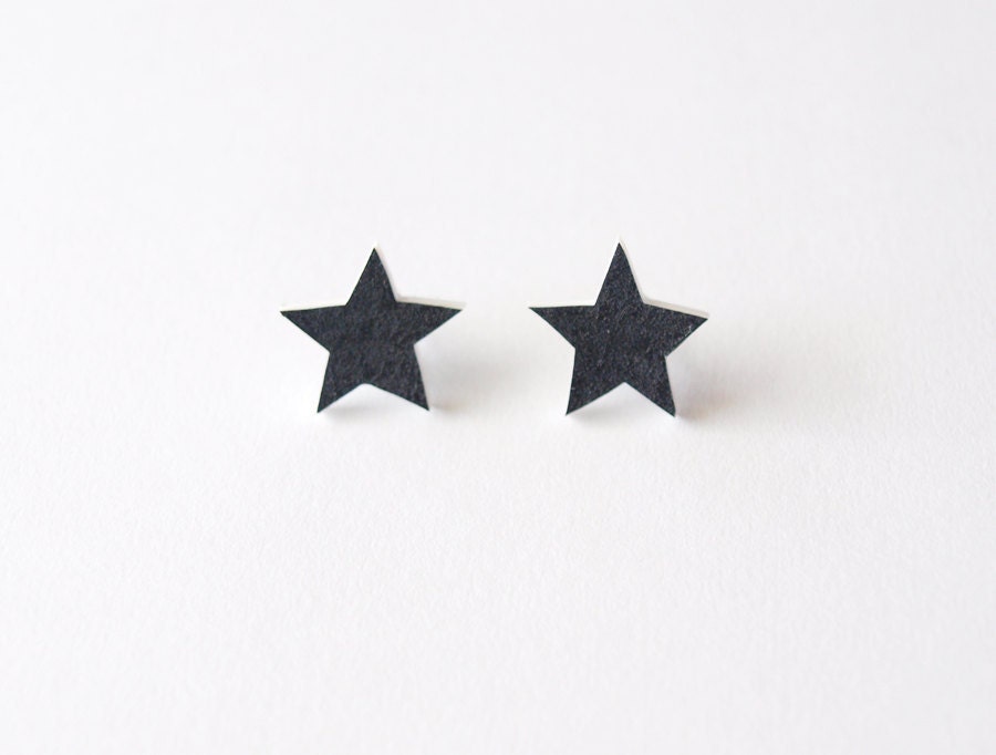 Black Star Stud Earrings - Made To Order