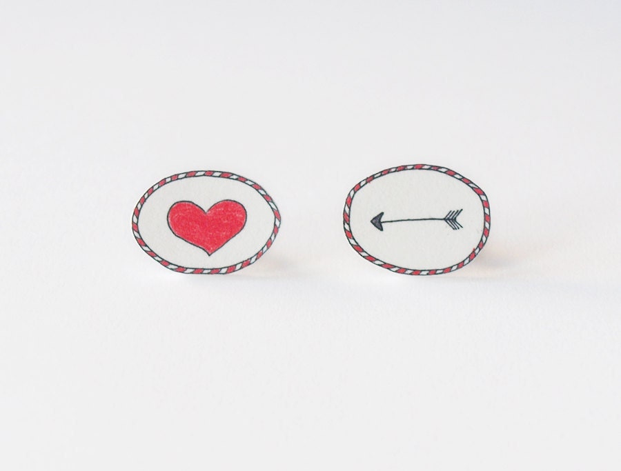 Arrow to the Heart Stud Earrings - Made To Order