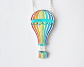Rainbow Hot Air Balloon Necklace - Made To Order