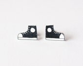 Black High Top Shoe Stud Earrings - Made To Order