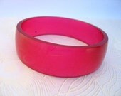 Cherry Pink Resin Bangle Bracelet Jewelry , Red Deep Pink Resin Bangle , Medium Size Strawberry Jewellery Raspberry wide rose lipstick