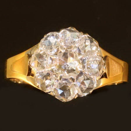 Victorian rose cut diamond cluster ring