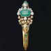 Victorian gold diamond bangle with magnificent emerald in box by bapst & falize (ca.1870)
