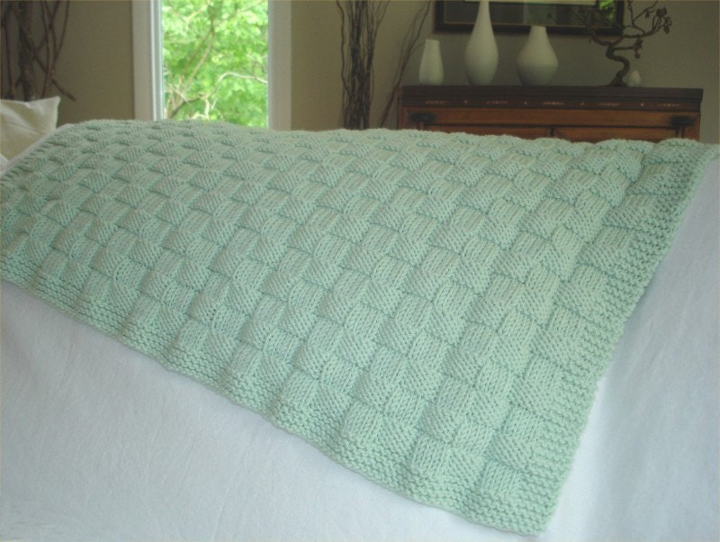 KNITTING PATTERN- Basketweave Baby Blanket in PDF format