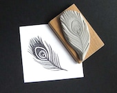 Peacock Feather Hand Carved Stamp