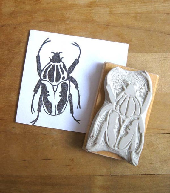 Goliath Beetle - Hand Carved Stamp