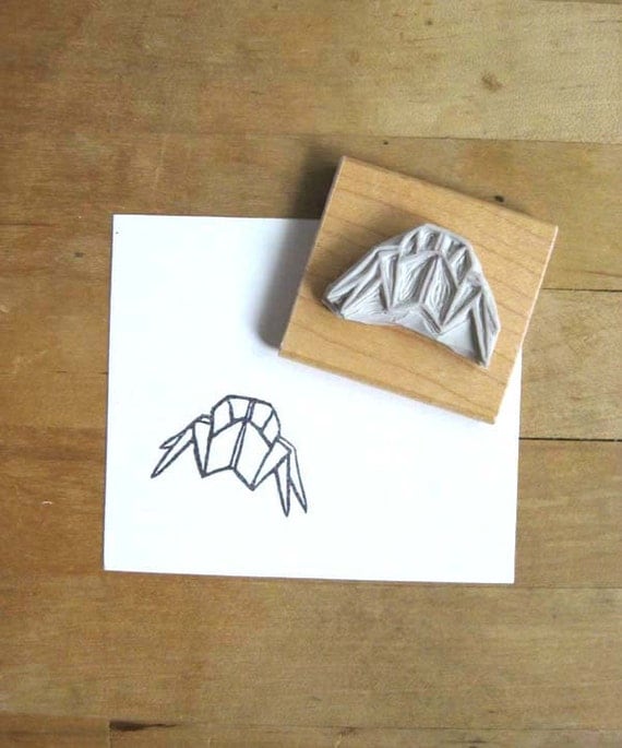 Origami Crab Hand Carved Stamp