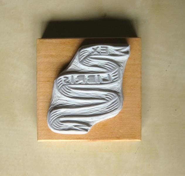 Ex Libris Banner / Bookplate - Hand-Carved Rubber Stamp - Custom Name Option