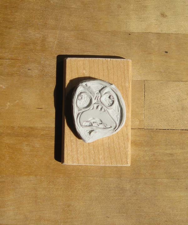 Rage Face Hand Carved Stamp
