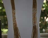Multiple Strands GOLD and WHITE bead necklace natural shades