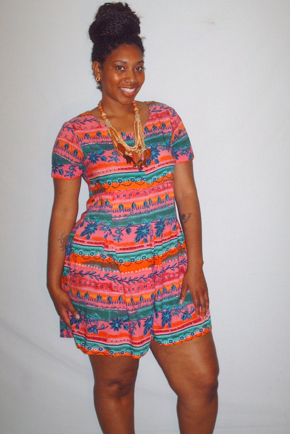 1990s Romper Tropical Design