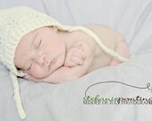 Made to order Hand Knit Infant Lacy Baby Bonnet, Newborn - 12 Months