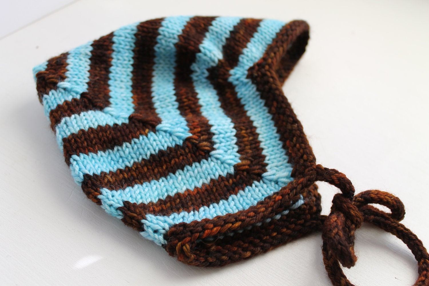 Hand Knit Scandinavian Style Pilot Hat, Size 3-6 Months