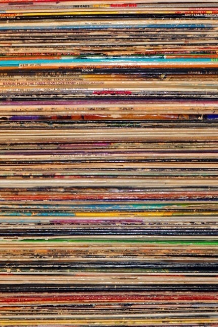 Abstract Still Life Photography, Vinyl,  8x12 Print, Vintage Colors, Stacked Albums