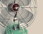 Still Life Vintage Fan Photograph, Eskimo,  8x8 Print, Retro, Modern, Minimal, Mint Green, Grey, Whimsical Home Decor