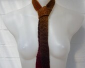 Hand Knitted Tie Accessory Scarflet Neckwarmer Crimson Pink Purple to Grey Brown Mustard Colours