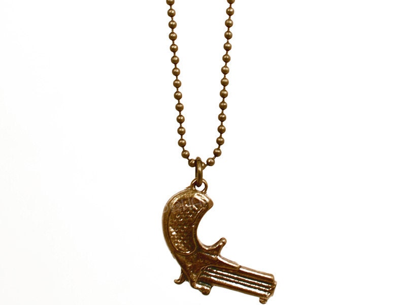 Deringer Pistol Ball Chain Necklace - made from recycled bullet casings