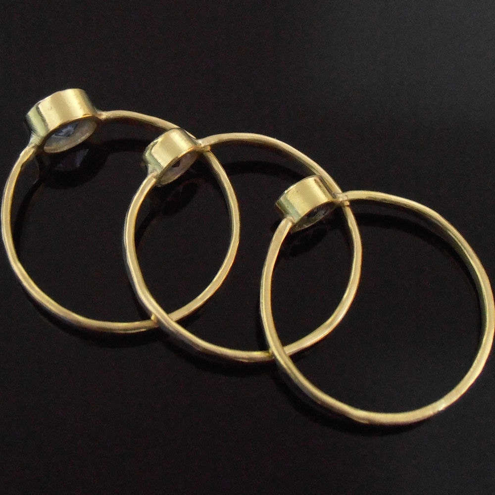 Sapphire and 18K Gold Stack Ring Set