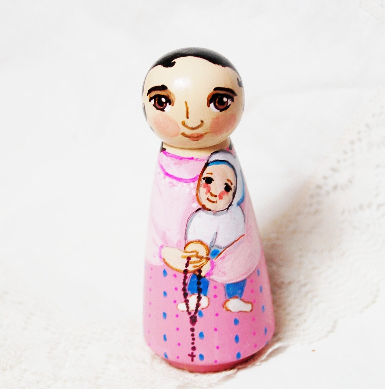 St Gianna Beretta Molla Catholic Saint Toy - Wooden Doll  - Made to Order