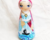 St Monica Catholic Saint Doll - Wooden Toy - Made to Order
