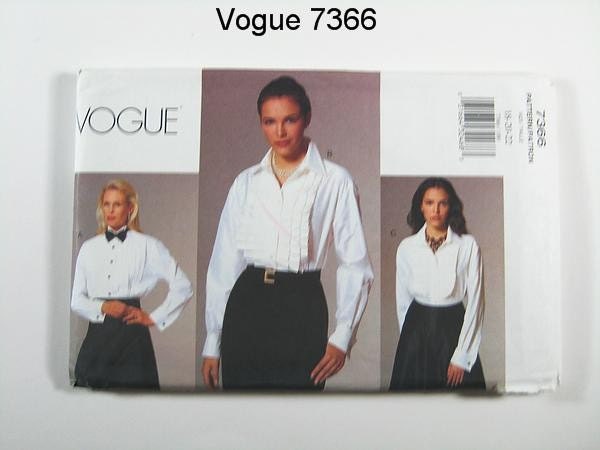 Vogue Blouse Pattern 7366 - Misses' Pleated Front/Tuxedo Shirts - SZ 18/20/22