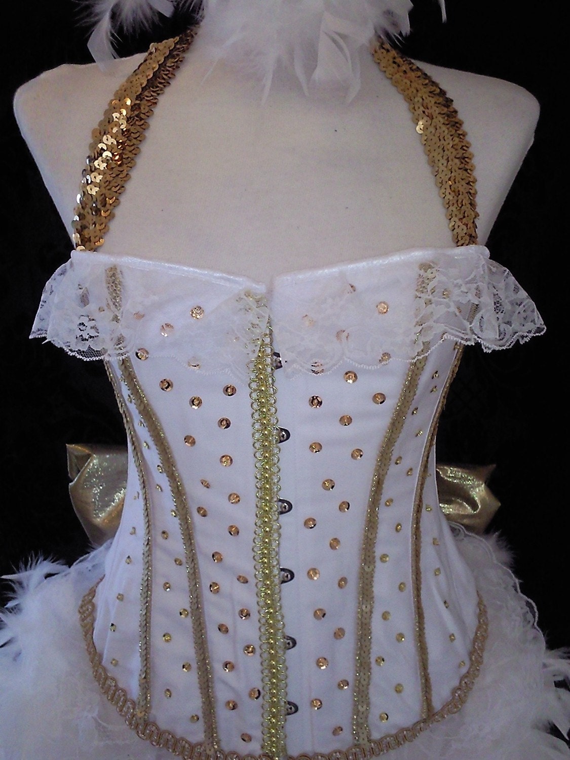 White/Gold Ringmaster Costume - Burlesque/Showgirl/Moulin Rouge