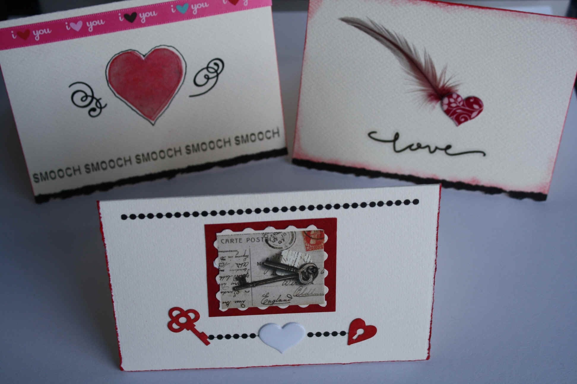Valentine Love Notes blank inside to warm the heart OOAK key feather heart