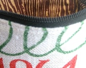 1964- Zipper Pouch- Vintage Calendar Tea Towel- Brown Faux Bois Lining