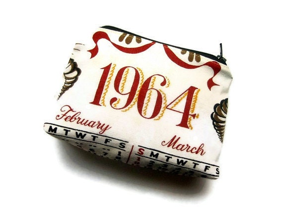 1964- Zipper Pouch- Vintage Calendar Tea Towel