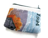 SALE- Zipper Pouch- 1994 Repurposed Calendar Tea Towel